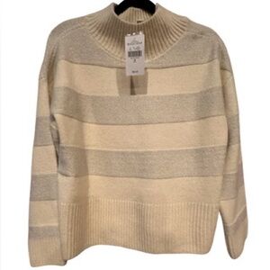 Northern Reflections Sweater Sparkle Silver With Ivory Mock Neck Knit M Cozy NWT